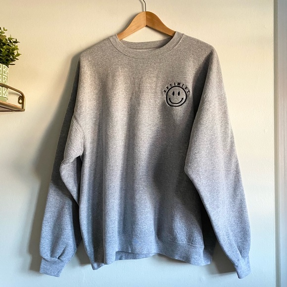 BFFS & Babes Tops - BFFS & Babes Optimist Embroidered Smiley Crewneck Sweatshirt